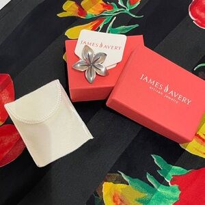 James Avery 925 Silver Floral Pendant with Coral Box